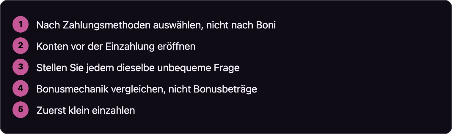 Schritte zum Vergleichen von Anbietern