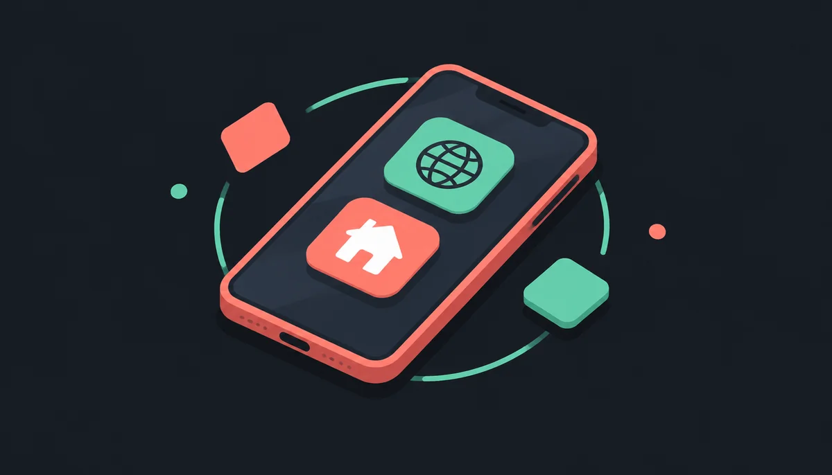 Smartphone mit Browser und Home-Screen-Symbol