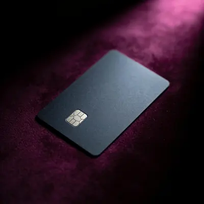 A plain bank card on a dark surface