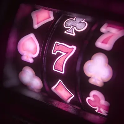 Slot reel symbols in close-up